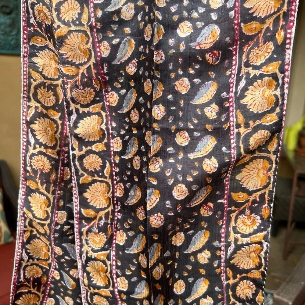 SILK SCARF Indian Block Print, Skinny Scarf, Beautiful